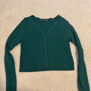 Brandy Melville Green Button-Up Cardigan